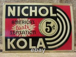 Vintage Embossed Nichol Kola Metal Sign Antique Cola Drink Beverage 10090