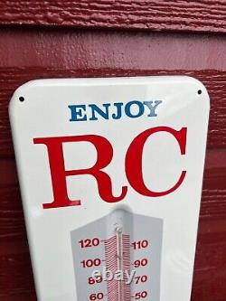 Vintage Enjoy RC Royal Crown Cola Metal Sign Thermometer 13 X 5-3/4 Mint