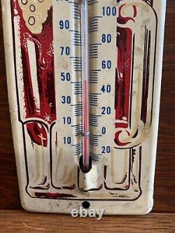 Vintage FROSTIE Root Beer Metal Thermometer Sign SODA COLA GAS OIL 11'