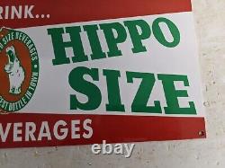 Vintage Hippo Size Soda Porcelain Metal Gas Pump Sign Cola