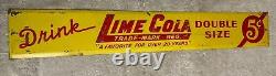 Vintage Metal Drink Lime Cola 3 X 20 Yellow Sign