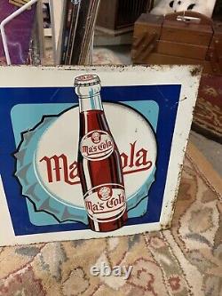 Vintage Metal Ma's Cola Sign 28 X 12 GAS OIL SODA COLA