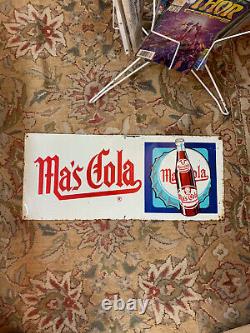 Vintage Metal Ma's Cola Sign 28 X 12 GAS OIL SODA COLA