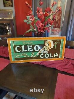 Vintage Metal RARE Cleo Cola 5 Cent Sign Cleopatra 27 GAS OIL SODA