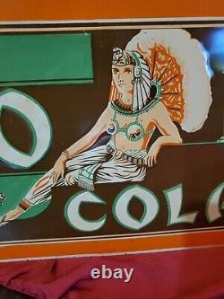 Vintage Metal RARE Cleo Cola 5 Cent Sign Cleopatra 27 GAS OIL SODA