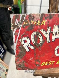 Vintage Metal Royal Crown RC Cola Sign withBottle PATINA for Days! Embossed