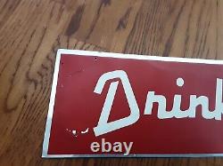 Vintage ORIGINAL Embossed Drink DELAWARE PUNCH Soda Cola TIN Metal Sign 1950'S