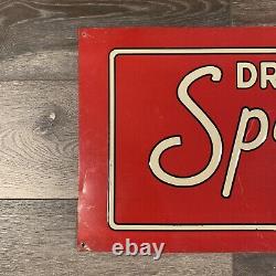 Vintage ORIGINAL Embossed Drink Sparkle Punch Soda Cola TIN Tacker Sign 1920s