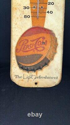 Vintage Original Have A Pepsi Cola Soda Metal Embossed Thermometer 27