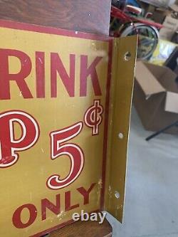 Vintage Peach Whip Metal Flange Soda Cola Sign GAS OIL 20 x 9