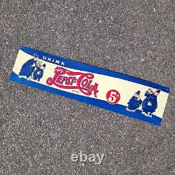 Vintage Pepsi-Cola Double Dot 2 Cops Drink 5 Cents Embossed 1940s Metal Sign