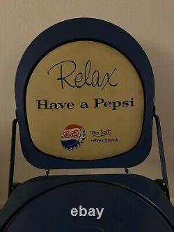 Vintage Pepsi Cola Metal Advertising Folding Chair Relax 1960's BTC Hostess