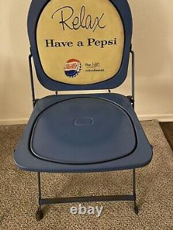 Vintage Pepsi Cola Metal Advertising Folding Chair Relax 1960's BTC Hostess