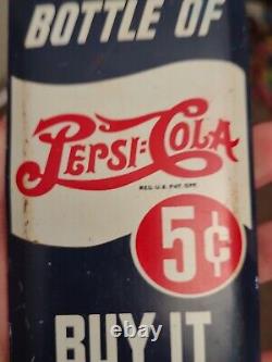 Vintage Pepsi-Cola Metal Sign Double Dot