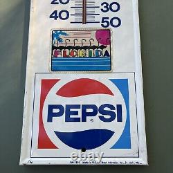 Vintage Pepsi Cola Thermometer / Sign 28x7 Metal-1960/70's