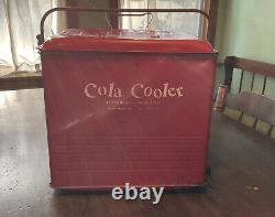 Vintage Poloron COLA COOLER Metal Ice Chest Fiberglass Insulated Can Opener