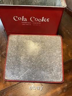 Vintage Poloron COLA COOLER Metal Ice Chest Fiberglass Insulated Can Opener