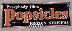 Vintage Popsicles Metal Litho Porcelain Sign Soda Cola Advertising Retro