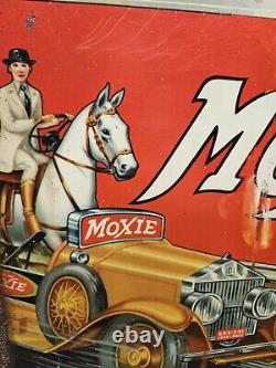 Vintage RARE Moxie Root Beer Metal Sign WithHorse and Car GAS OIL SODA COLA