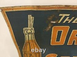 Vintage RARE Orange Squeeze Metal Sign withBottle Straws GAS OIL COLA SODA