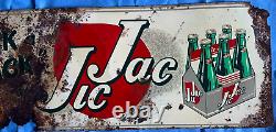 Vintage Rare 31 by 12 Metal JIC JAC Soda Pop Sign Coca Cola Gas Oil Rustic Decor