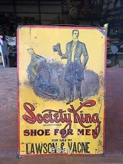 Vintage Society King Shoes Metal Sign 20 x 13 GAS OIL SODA COLA CLOTHING
