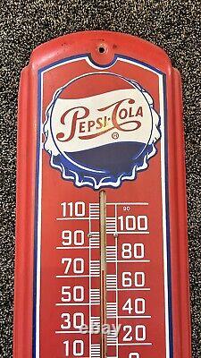 Vintage Taylor Pepsi Cola Metal Advertising Wall Thermometer 27x8