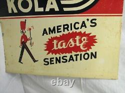Vintage Tin Metal Nichol Kola Cola Soda Sign Bottle Marching Taste Sensation