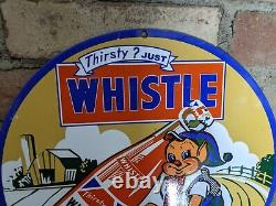 Vintage Whistle Cola Soda Pop Enamel Metal Porcelain Sign 12