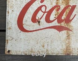 Vtg 1950s Metal DRINK COCA COLA Coke SIGN Tin for Cooler  20 X 11